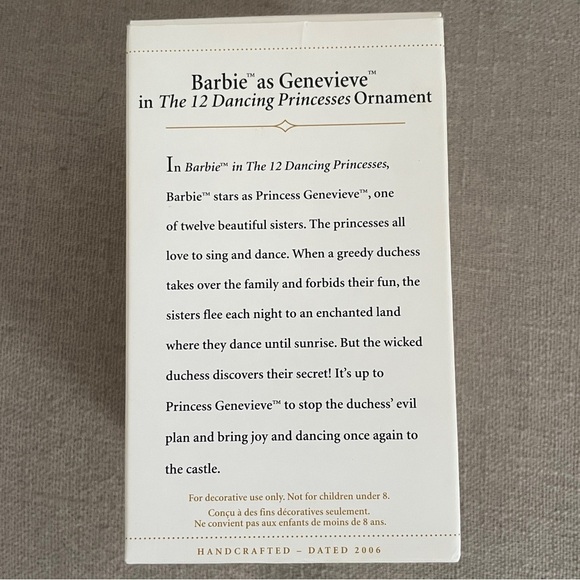 NEW Barbie Hallmark Ornament 2006 Barbie as Genevieve 12 Dancing Princesses NIB - Picture 2 of 5